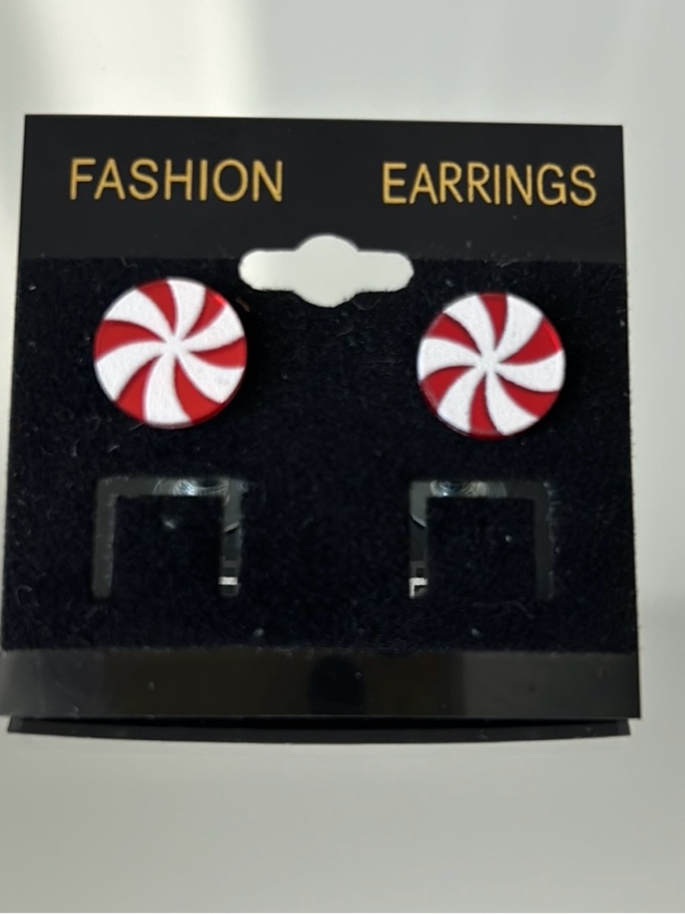 Fashion Red & White Candy Swirl Stud Earrings
